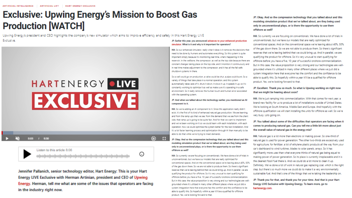 Hart Energy Live Video Interview with CEO Herman Artinian 